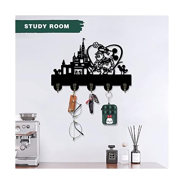 BOVIZIPY-Mick-Shape-Mouse-Key-Holder-Dog-Leash-Holder-with-5-Key-Hooks-Decorative-for-Wall-Wood-Housewarming-Gifts-for-Kids-Lovers BOVIZIPY Mick Shape Mouse Key Holder - Organize Keys in Style