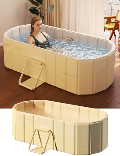 Portable Foldable Bathtub for Adults,59"Lx22"Wx20"H,White