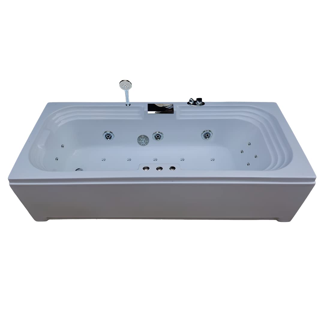 MADONNA Sentosa 6 Feet Acrylic Bathtub with Whirlpool Massage, Bubble Bath, Back Massager and Filler System - White