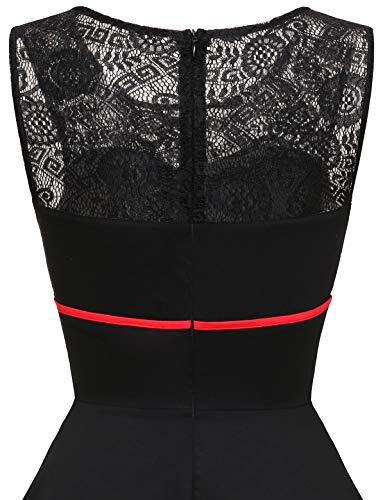 Bbonlinedress Cocktailjurk, voor dames, rockabilly kanten jurk, jaren ‘50 retro vintage plooirok, elegant mouwloos, met ronde hals - Image 8