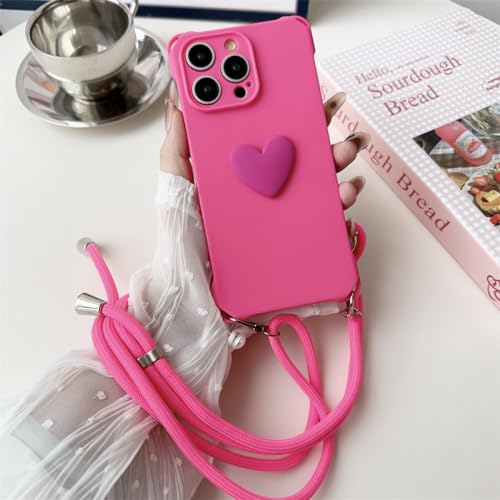 Coque de téléphone avec dragonne en forme de cœur d'amour pour iPhone 13 Pro silicone - 2