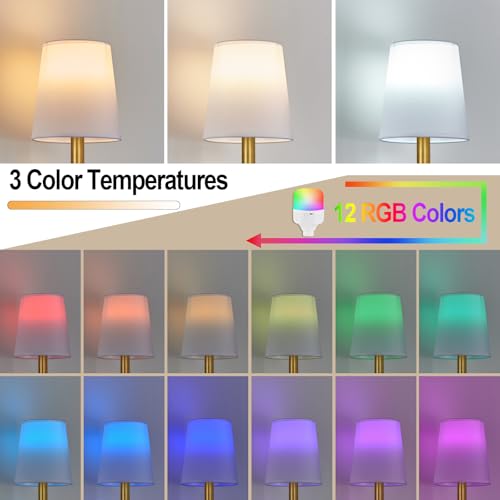 Image of Rechargeable Battery Operated Wall Sconces Set of 2 with Remote Control,No Wiring 15 Colors Dimmable Wall Light with White Fabric Shade,Cordless Wall Lamps for Bedroom Living Room Hallway