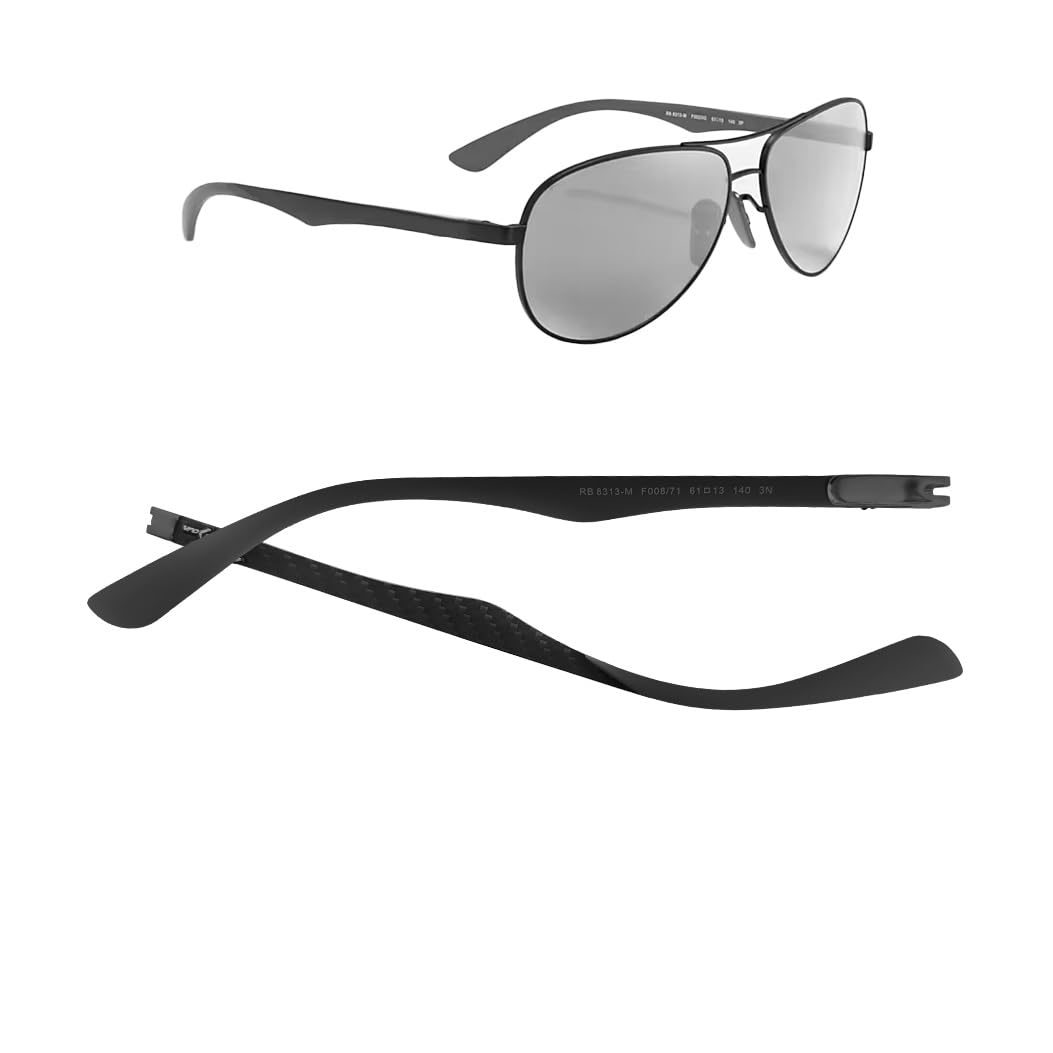 Brillenbügel-Ersatz für Ray Ban RB8313 Sonnenbrille, Bügelarme, Kohlefaser, 8313M, Brillenreparatur-Set (grau)