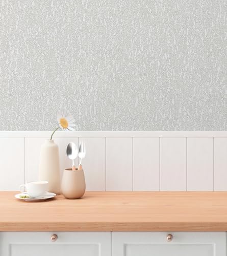 Papier peint floral gris intissé pose facile pour masquer défauts mur - 8
