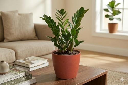 Image of Flower Pots for Garden - Valencia Eco - Indoor Home Living Room Balcony Garden Decorative Eco Freindly Plant Pot Bio Composite Material 8inch (Red, Set of 4)