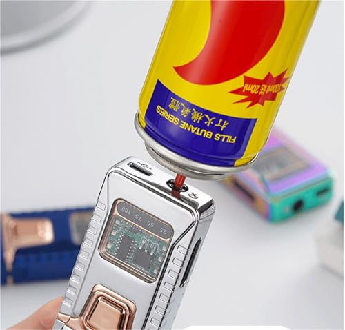 Encendedor de llama doble con control de voz y diseño metálico miniatura 6