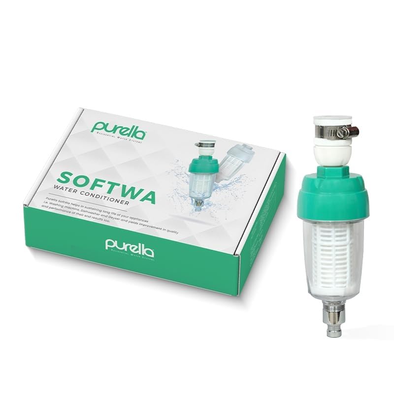 Image of Softwa Water Conditioner, Washing Machine, Dish Washer, Geyser Filter for Hard Water, Inlet Joint Filter Adapter for Top and Front Load, Protects from Limescales & Sediments (Green)