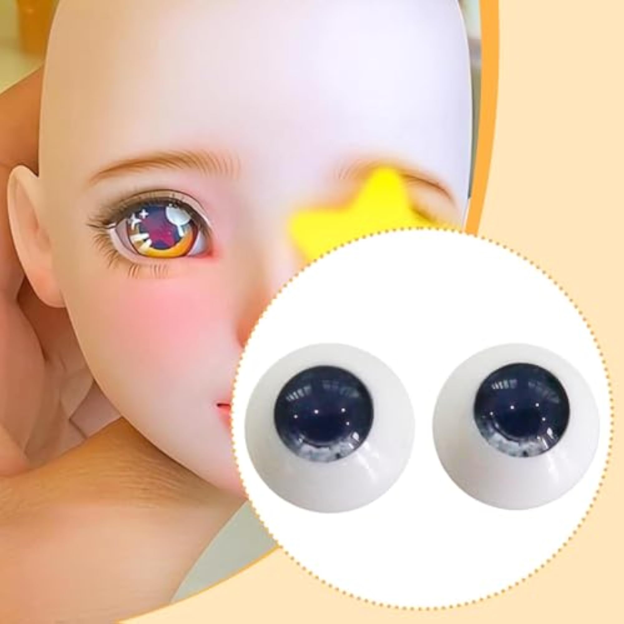 2Pcs Lifelike Doll Eyes for 1/3 Dolls, Eyeball Style C