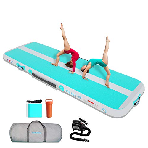 WELANDFUN Air Matte Track Turnmatte Aufblasbar 15 / 20cm mit Luftpumpe, 3/4...