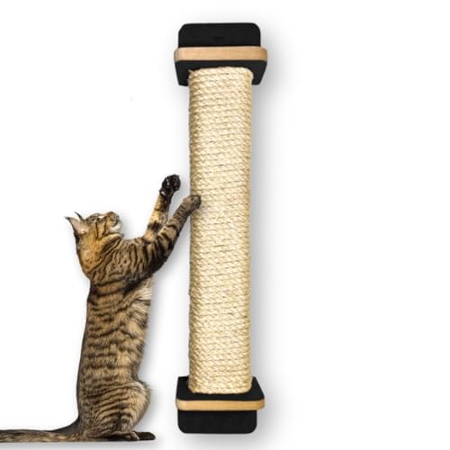 Arranhador de Parede para Gatos Sem Necessidade de Furar a Parede 80cm de Altura Resistente Sisal de 8mm (Preto)