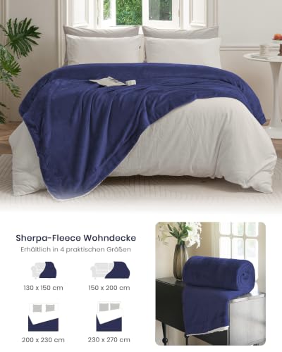 Good Nite Sherpa Kuscheldecke Flauschig 150x200cm Wolldecke Marine – Ansicht 6