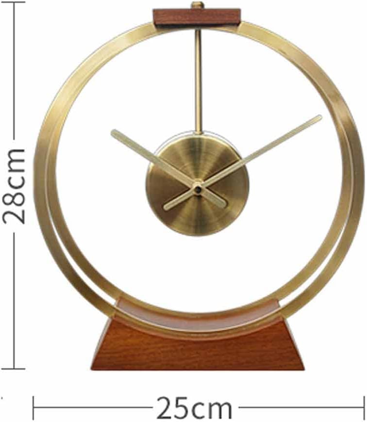 Solid Wood Desk Clock Home Clock Ornaments Desktop Desk Clock Modern Clock (Color : Gold, Size : 28CM)