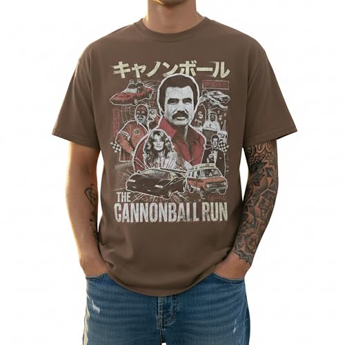 Cannonball Run Shirt - Vintage Japanese Movie Poster Tee - 80s Burt Reynolds Retro Outlaw Racing Streetwear Graphic Top Espresso