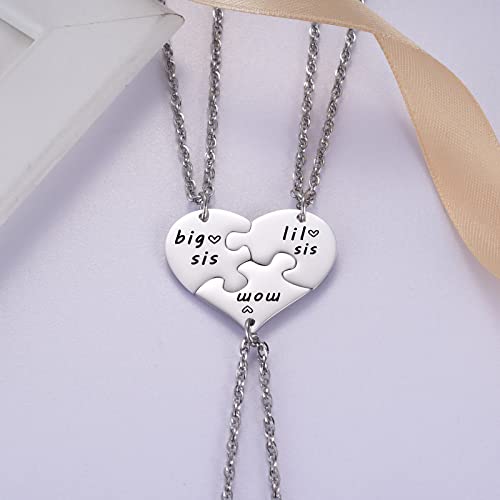 Ralukiia Mother And Daughters Heart Matching Necklace Set For 3 Pieces, Daughter To Mom Mother To Girls Graduation Back To School Birthday Jewelry, Silver #TOP1