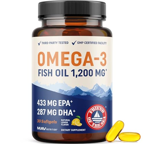 Dreifach Starkes Omega-3-Fischöl 1200 mg | EPA & DHA | Wildgefangen, Nachhaltig Gewonnen Omega-3-Fettsäuren | Premium Geruchsneutrale Omega-3-Kapseln | Beste Essenzielle Fettsäuren Weichkapseln