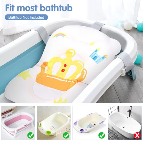 Image of Colorlife Baby Bath Seat Support Net Infant Bathing Seat Support Mat, Adjustable Comfortable Non-Slip Three-Pointed Baby Shower Net Bathtub Sit Up Mesh for Newborn 0-12 Months-White Crown(No Bathtub)