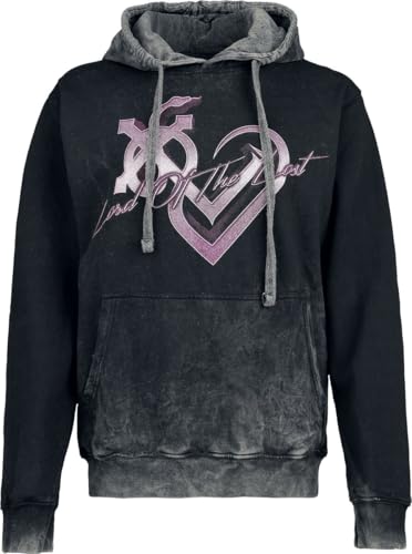 Sweat à capuche Lord Of The Lost Retro Heart femme gris coupe regular coton doux