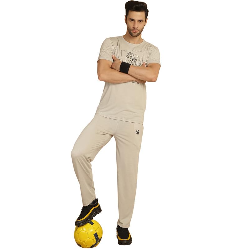 Image of VIMAL JONNEY White Cotton Printed CO-ORD Set Tracksuit for Men-T PRT 23 WHT D10 WHT. 02-P