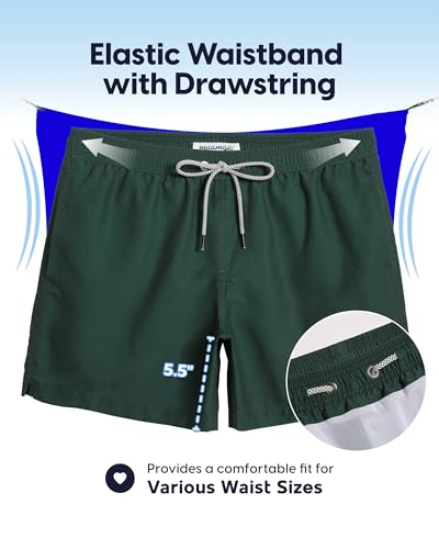 Image of maamgic Mens Swim Trunks 5 Inch with Mesh Lining, Quick Dry Mens Bathing Suit, Swim Shorts for Swimming and Beach