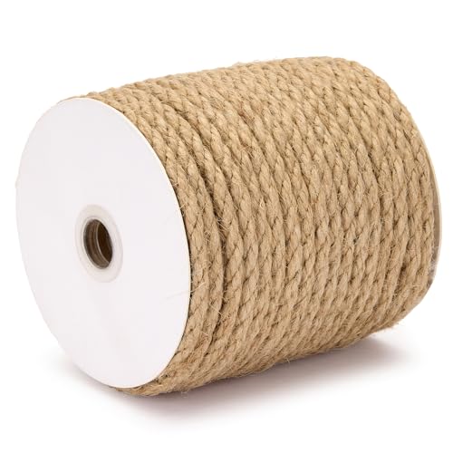 Corde de Jute Naturelle Torsadée - 6 mm x 30 mètres | Ficelle Robuste pour Bricolage, Jardinage, Décoration et Artisanat