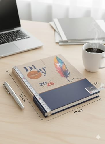 Image of TULMAN 2026 Diary Pack of 2 Hardcover Design Everyday Notebooks (23 x 18 cm), Best for Study Planner, Personal Journal, Business Planning & Stationery Lovers - creamy beige