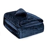 Sivio Sherpa Fleece Weighted Blanket for Adult, 15 lbs Flannel Cozy Plush Bed Blankets, Fuzzy Sherpa Weighted Blankets Full Size, Super Soft Blanket for Sofa, 48 x 72 inches, Navy Blue