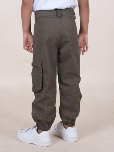 Image of Boys Cotton Full Length Front Cut Sew Cargo Pant with Bottom Tab