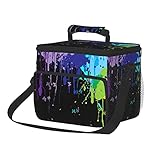 Lunch Bags Rainbow Paint Splatters Black Background Abstract Wallpaper Insulated Thermal Lunch Box...