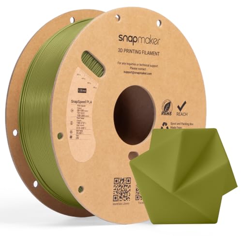 Image of Snapmaker PLA Basic Filament 1.75mm,Snapspeed 3D Printer Filament Up to 300mm /s High Speed Printing,Dimensional Accuracy + /- 0.02 mm,Clog-Free for Most FDM Printers,1kg (2.2lbs) (Olive Green-RFID)