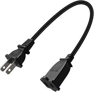1ft Toptekits Short US Power Extension Cable Cord US AC 2-Prong Male/Female Power Cable by Toptekits