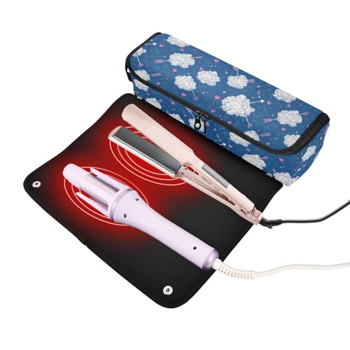 Bolsa organizadora de herramientas para cabello Cloud Arrow Navy para plancha, rizador, secador y accesorios de styling, portátil, resistente al calor, gran capacidad y apertura amplia miniatura 2