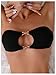SOLY HUX Women's Cut Out Bandeau Bikini Top Strapless Ring Linked Tie Back Swim Bathing Suit Top Solid Black Small