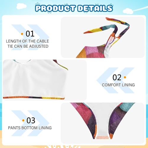 Art Decor Mustache Pattern Retro Happy Fathers Day Girls Two Piece Kids Bikini Set Beach Bathing Suit Swimwear4