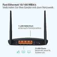 TP-Link TL-MR6400 LTE Router, 4G Router unterstützt SIM Karten, 4G Cat4 bis zu 150 Mbit/s, WLAN 2.4GHz N300, 4X 100 Mbps Ports, Plug and Play, bis zu 32 Geräte, Kindersicherung, Gast-Netzwerk – Ansicht 2