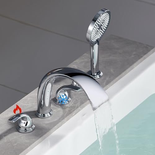 Robinet de bain 5 trous mitigeur cascade eau chaude et froide