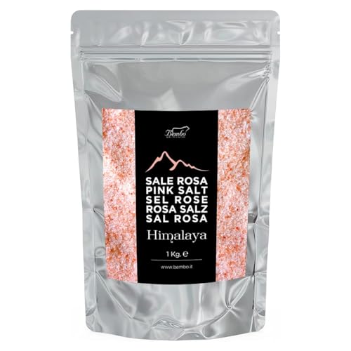 Sal Rosa del Himalaya Molido Bembo 1000 g - Bajo en Sodio, Rico en Oligoelementos, Sin Conservantes, Colorantes ni Antiaglomerantes.