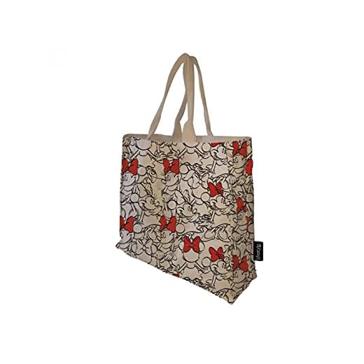 CERDÁ LIFE'S LITTLE MOMENTS 2100003314, Bolsos de Tela de Minnie con Licencia Oficial Disney para Mujer, Beige, 47cm (W) x 44cm (H) x 14cm (D)