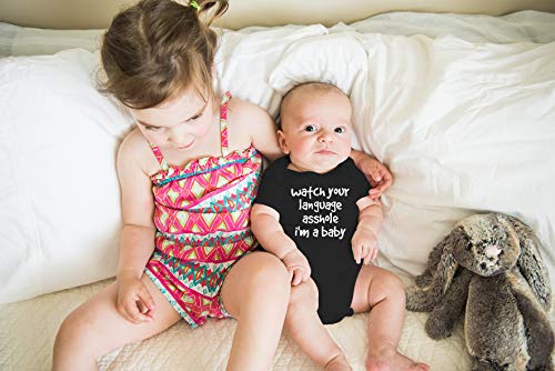 AW Fashions Watch Your Language Asshole I'm A Baby Baby Bodysuit Funny Adorable Infant Clothing Boy Outfit4