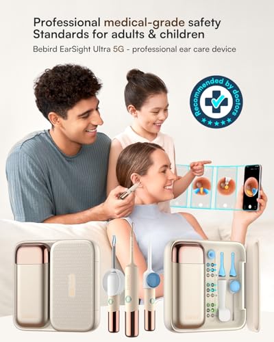 Image of Bebird Earsight Ultra 2K Ear Wax Removal Tool Camera,Pain-Free Ear Cleaner with HD Otoscope,Visual Ear Pick Tweezers, Safe Silicone Tips,Ear Cleaning Kit for Family, FSA HSA Eligible (Champagne Gold)