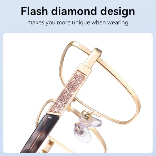 Image of Dollger Square Blue Light Blocking Glasses for Women Trendy Oversized Computer Gaming Eyeglasses Cat Eye Metal Frame bluelight glasses(tortoise)