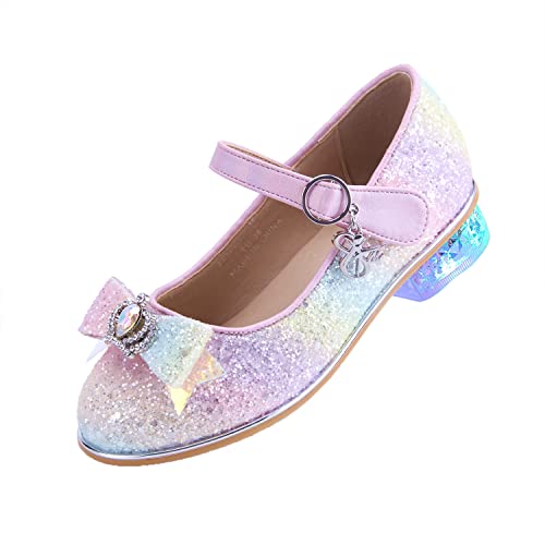 EIGHT KM Filles Chaussures Habillées À Talons Hauts Mary Jane Princesse Chaussures De Pompe De Fête De Mariage EKM7077 Light Up Glitter Aurora Arc-en-Ciel Taille 32 Cover