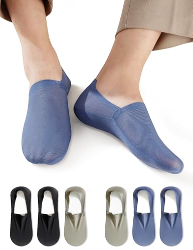 Image of Ultra Thin No Show Socks Men - 6Pairs Breathable Mesh Ankle Socks, Anti-Slip & Invisible for Running & Office