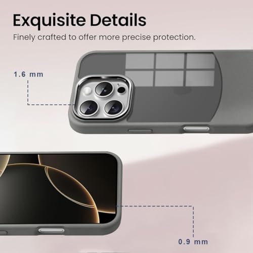 Image of KARWAN️Fusion Edge Leather Transparent Mobile Back Case | Slim Fit | Anti-Fingerprint| Scratch-Resistant | Premium Grip | Shockproof case | Back Cover foriPhone 16 Pro - Grey