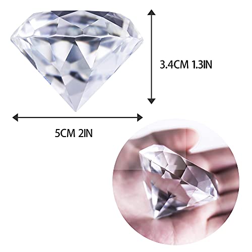 Pack Of 6 Clear Crystal Diamond Glass Jewels Home Decor, Wedding Table Decoration, Glass Paperweight 50Mm (2In) #TOP3