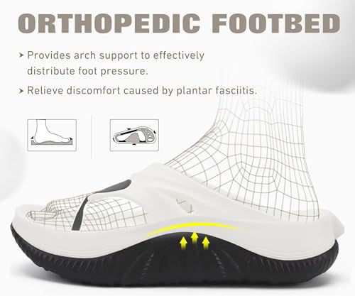 Image of COFACE Men Orthopedic Footbed Flip Flops Fabric Toe Post Beach Sandals Size 7-15