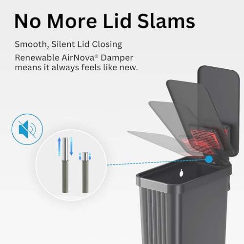 Image of iTouchless 13.2 Gallon / 50 Liter Dog Poop Trash Can with Lid & AbsorbX Odor Filter, Indoor & Outdoor Rust-Proof Pet Waste Bin, Soft-Close Step Pedal, Large Capacity Recycle Bin, Matte Gray