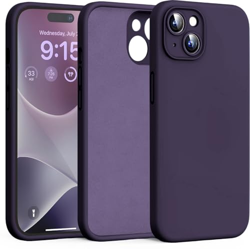 Image of DIZORO Compatible for iPhone 15 Plus Camera Protection Case 6.7, Slim Case Liquid Silicone 3 Layers Full Covered Soft Gel Rubber Phone Case Protective Cover - Deep Purple