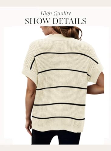 Image of Women 2026 Sweater Vest Mock Neck Batwing Short Sleeve Oversized Ribbed Knit Tops Fall Pullover Sweater S-XXL