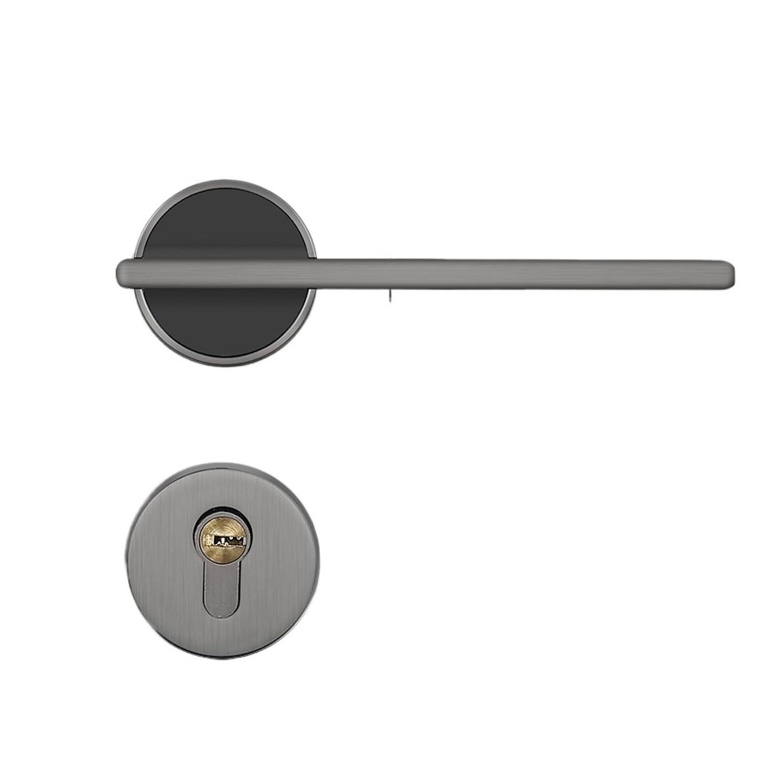 NYRXRYTCA Black Brushed Nickel Indoor Door Lock Bedroom Silent Magnetic Door Lock Wooden Door Handle zinc Alloy Household Lock(S model 72 silent)