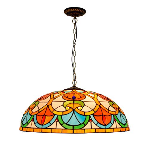 Tiffany Lámpara Colgante Estilo Europeo Luz de Techo Retro Araña de Vidrieras Barrocas para Sala de Estar Restaurante Bar Dormitorio Sala de exposiciones Habitación de Hotel Baño,60CM(24 IN)